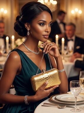 Gold Textured Minaudière Evening Clutch